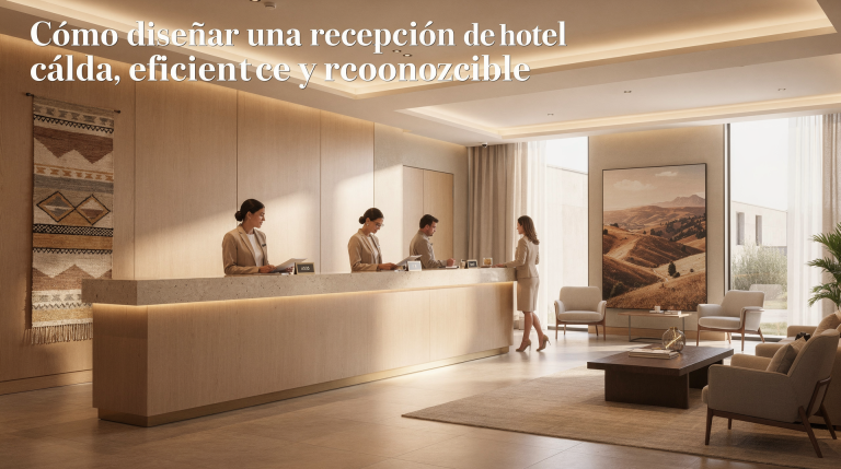 Cómo diseñar una recepción de hotel cálida, eficiente y reconocible