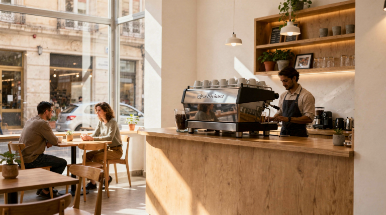 Diseño de cafés pequeños: circulación, barra y experiencia del cliente